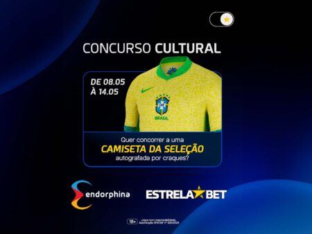 EstrelaBet e Endorphina lançam concurso cultural com camisa autografada por lendas da Seleção Brasileira